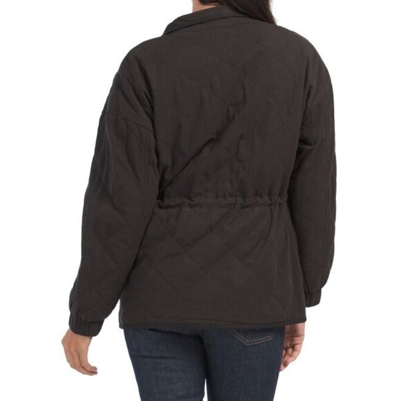 Bagatelle Quilted Patch Padded Snap-up Anorak Jacket Cotton Tencel Black S - Picture 2 of 8